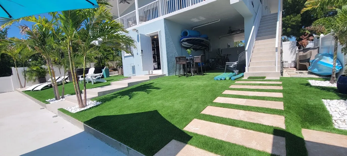 Stepping-stone pavers set in turf